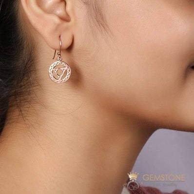 14KT ROSE GOLD -THROAT CHAKRA EARRING - Gemstone Silver Jewelry