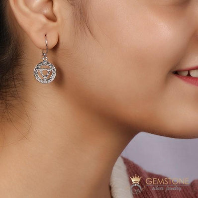 925 STERLING SILVER -THROAT GOOD KARMA CHAKRA EARRING - Gemstone Silver Jewelry