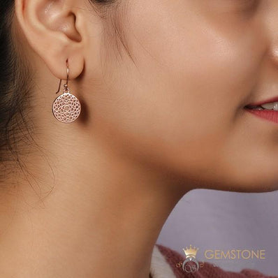 14KT ROSE GOLD -CROWN CHAKRA EARRING - Gemstone Silver Jewelry