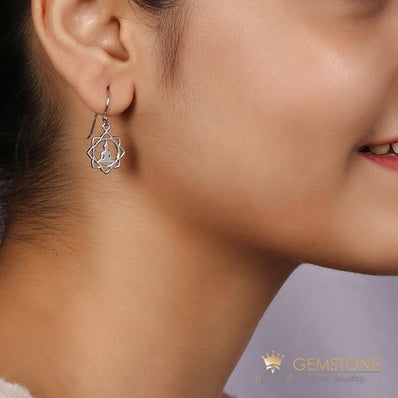 925 STERLING SILVER -BUDDHA GOOD KARMA CHAKRA EARRING - Gemstone Silver Jewelry
