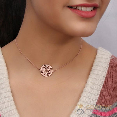 14KT ROSE GOLD -CROWN CHAKRA NECKLACE - Gemstone Silver Jewelry