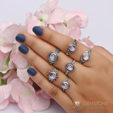 Moonstone Ring-Cloudy Shield