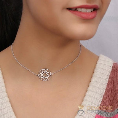 925 STERLING SILVER -CHOKER BASE CHAKRA NECKLACE - Gemstone Silver Jewelry