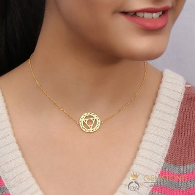 14KT YELLOW GOLD -THROAT CHAKRA NECKLACE - Gemstone Silver Jewelry