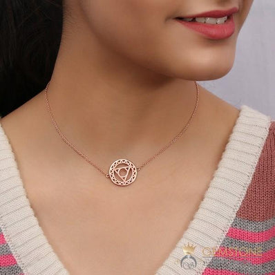 14KT ROSE GOLD -THROAT CHAKRA NECKLACE - Gemstone Silver Jewelry