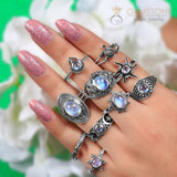 Moonstone Ring-Tribal Shield - gemstonesilverjewelryus