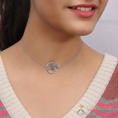 925 STERLING SILVER -CHOKER OM GOOD KARMA CHAKRA NECKLACE - Gemstone Silver Jewelry