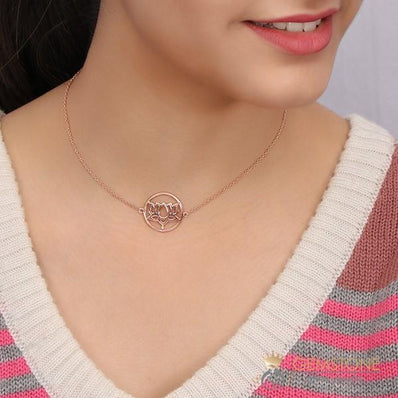 14KT ROSE GOLD -LOTUS GOOD KARMA CHAKRA NECKLACE - Gemstone Silver Jewelry