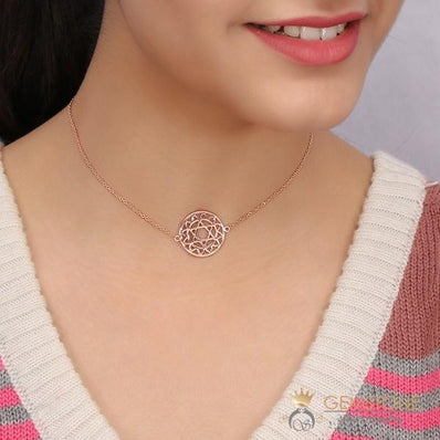 14KT ROSE GOLD -HEART CHAKRA NECKLACE - Gemstone Silver Jewelry