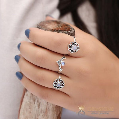 Moonstone Ring-Floral Glee