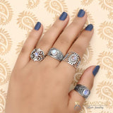Moonstone Ring-Blossoming Moon - gemstonesilverjewelryus