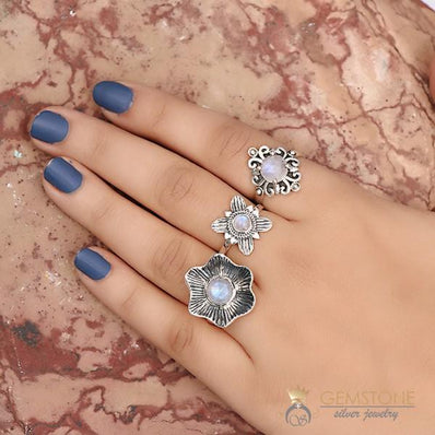 Moonstone Ring-Blossom Bliss