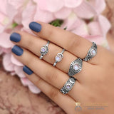 Moonstone Ring-Moon and Star