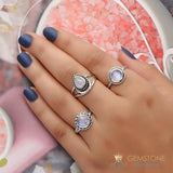 Moonstone Ring-Fiery Ornament - gemstonesilverjewelryus