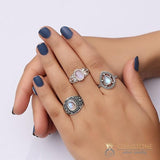 Moonstone Ring-Azure Drop - gemstonesilverjewelryus