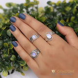 Moonstone Ring-Flowing Petals - gemstonesilverjewelryus