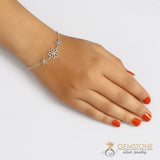 Moonstone Bracelet-Rainbow Flowers - gemstonesilverjewelryus