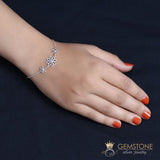 Moonstone Bracelet-Rainbow Flowers - gemstonesilverjewelryus