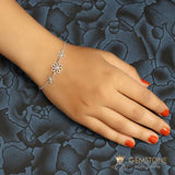 Moonstone Bracelet-Rainbow Flowers - gemstonesilverjewelryus