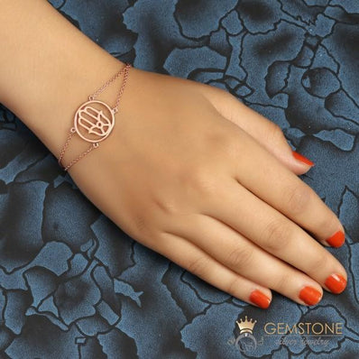 14KT ROSE GOLD -HAND OF FATIMA GOOD KARMA CHAKRA BRACELET - Gemstone Silver Jewelry