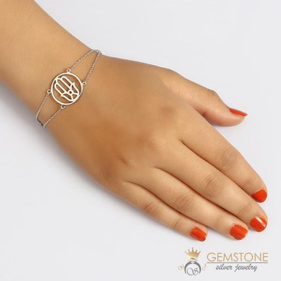 925 STERLING SILVER -HAND OF FATIMA GOOD KARMA CHAKRA BRACELET - Gemstone Silver Jewelry