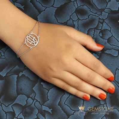 925 STERLING SILVER -HAND OF FATIMA GOOD KARMA CHAKRA BRACELET - Gemstone Silver Jewelry
