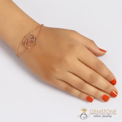 14KT ROSE GOLD -BROW CHAKRA BRACELET - Gemstone Silver Jewelry