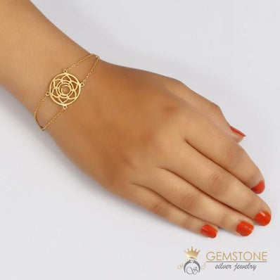14KT YELLOW GOLD -SACRAL CHAKRA BRACELET - Gemstone Silver Jewelry