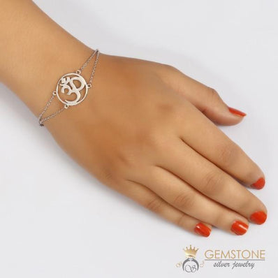 925 STERLING SILVER -CHOKER OM GOOD KARMA CHAKRA BRACELET - Gemstone Silver Jewelry