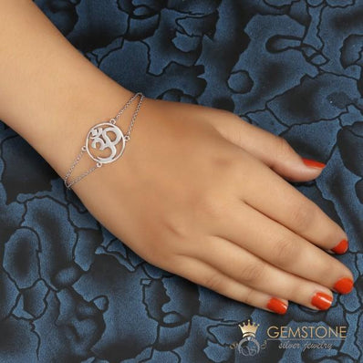 925 STERLING SILVER -CHOKER OM GOOD KARMA CHAKRA BRACELET - Gemstone Silver Jewelry