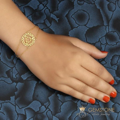 14KT YELLOW GOLD -THROAT CHAKRA BRACELET - Gemstone Silver Jewelry