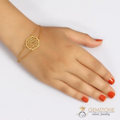 14KT YELLOW GOLD -CROWN CHAKRA BRACELET - Gemstone Silver Jewelry