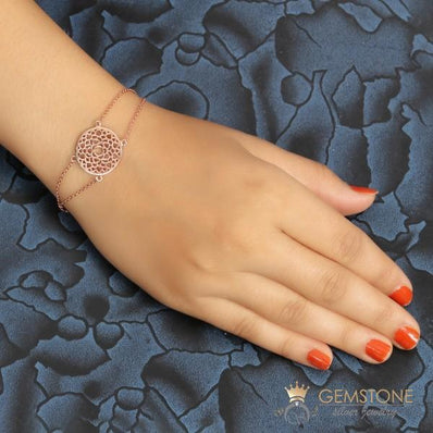 14KT ROSE GOLD -CROWN CHAKRA BRACELET - Gemstone Silver Jewelry