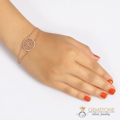 14KT ROSE GOLD -CROWN CHAKRA BRACELET - Gemstone Silver Jewelry