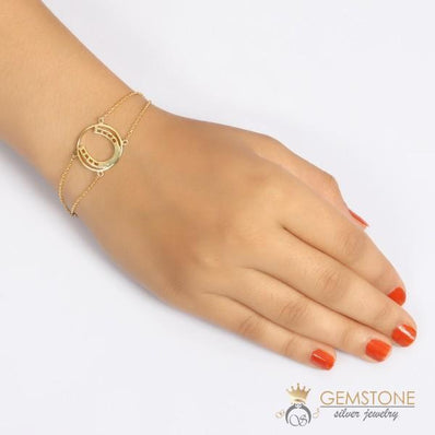 14KT YELLOW GOLD -HORSESHOE GOOD KARMA CHAKRA BRACELET - Gemstone Silver Jewelry