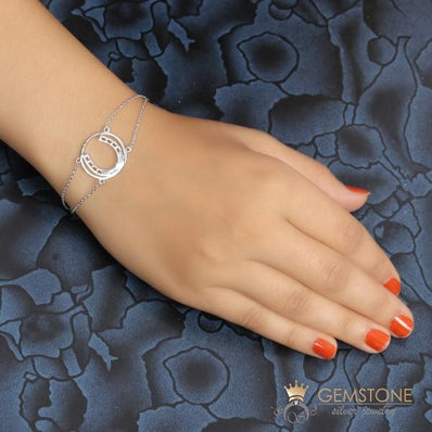 925 STERLING SILVER -HORSESHOE GOOD KARMA CHAKRA BRACELET - Gemstone Silver Jewelry
