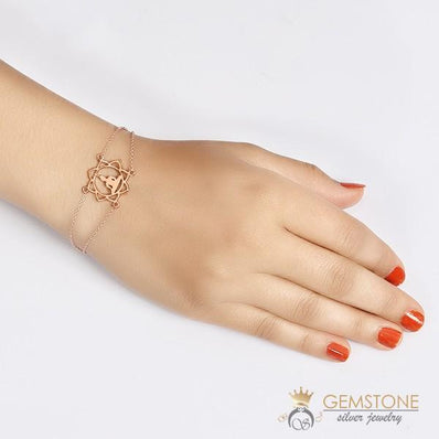 14KT ROSE GOLD -BUDDHA GOOD KARMA CHAKRA BRACELET - Gemstone Silver Jewelry