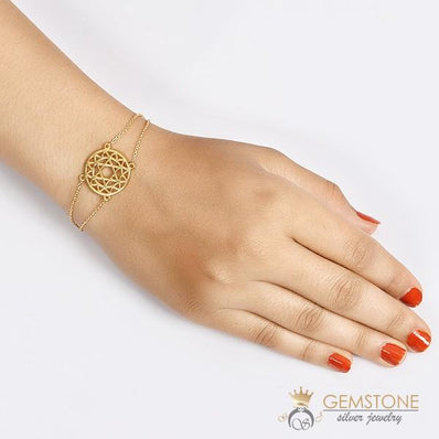 14KT YELLOW GOLD -HEART CHAKRA BRACELET - Gemstone Silver Jewelry