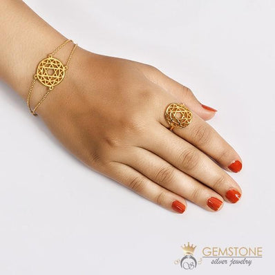 14KT YELLOW GOLD -HEART CHAKRA RING - Gemstone Silver Jewelry