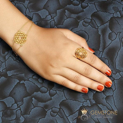 14KT YELLOW GOLD -HEART CHAKRA RING - Gemstone Silver Jewelry