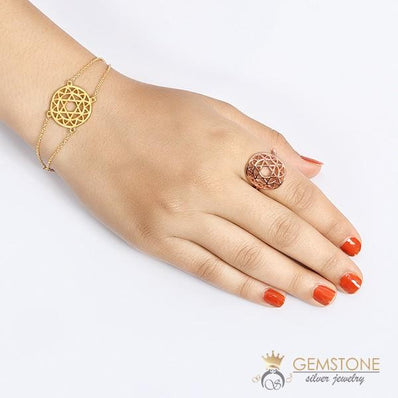 14KT ROSE GOLD -HEART CHAKRA RING - Gemstone Silver Jewelry