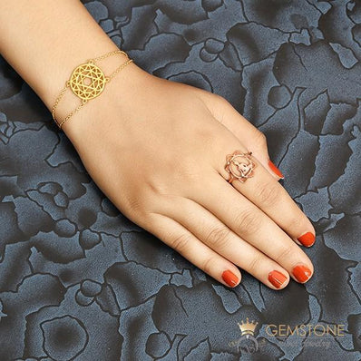 14KT ROSE GOLD -BUDDHA GOOD KARMA CHAKRA RING - Gemstone Silver Jewelry