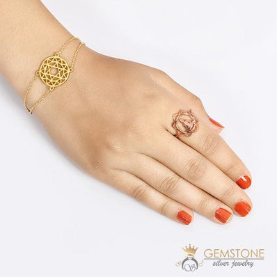 14KT ROSE GOLD -BUDDHA GOOD KARMA CHAKRA RING - Gemstone Silver Jewelry