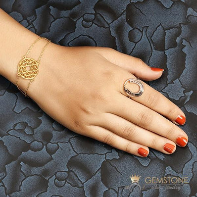925 STERLING SILVER -HORSESHOE GOOD KARMA CHAKRA RING - Gemstone Silver Jewelry