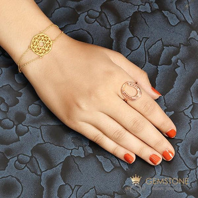 14KT ROSE GOLD -HORSESHOE GOOD KARMA CHAKRA RING - Gemstone Silver Jewelry