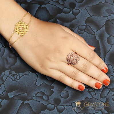 14KT ROSE GOLD -CROWN CHAKRA RING - Gemstone Silver Jewelry