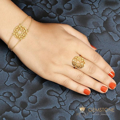 14KT YELLOW GOLD -SOLAR PLEXUS GOOD KARMA CHAKRA RING - Gemstone Silver Jewelry