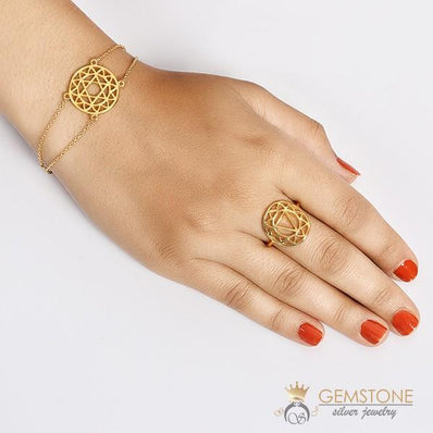 14KT YELLOW GOLD -SOLAR PLEXUS GOOD KARMA CHAKRA RING - Gemstone Silver Jewelry