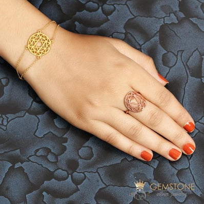 14KT ROSE GOLD -SOLAR PLEXUS GOOD KARMA CHAKRA RING - Gemstone Silver Jewelry