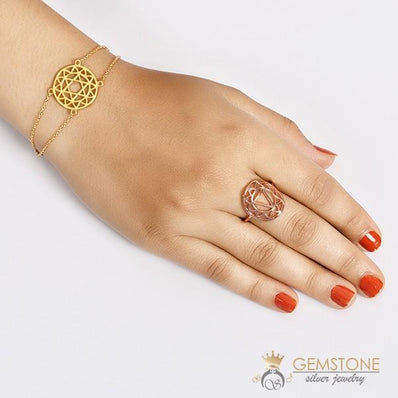 14KT ROSE GOLD -SOLAR PLEXUS GOOD KARMA CHAKRA RING - Gemstone Silver Jewelry